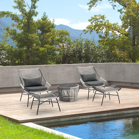 Manhattan Comfort Ashland 3-Piece Patio Conversation Set with Foot Ottomans in Grey OD-CV023-GY